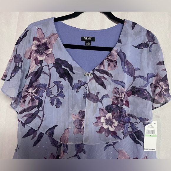 SLNY Floral Print Chiffon Tiered Dress Size 8 NWT - Picture 5 of 5